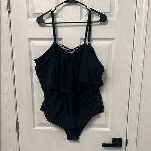 Plus Stylish Black One Piece Swimsuit worn once